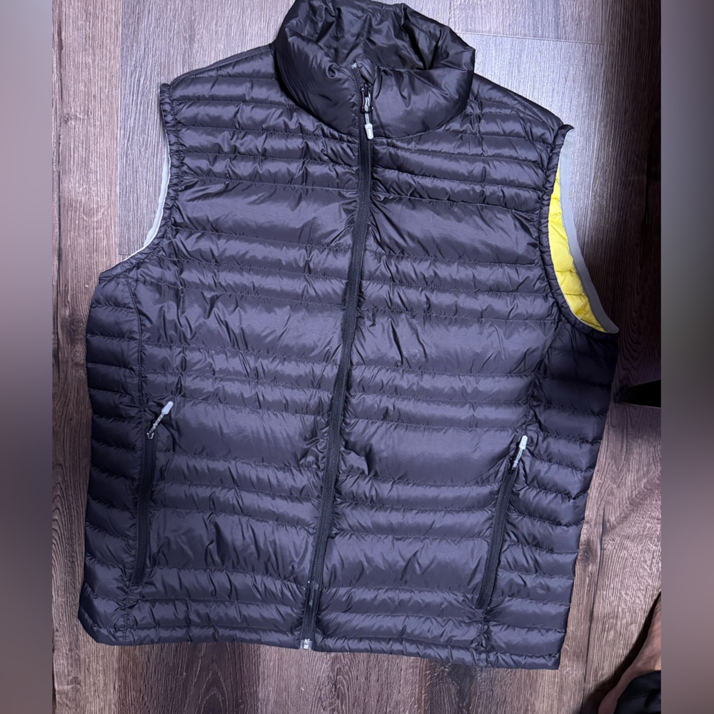 Black Puffer Vest with Yellow Lining